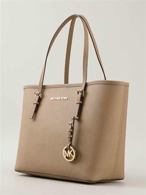 michael kors jet set tote brown medium|michael kors medium tote bag.